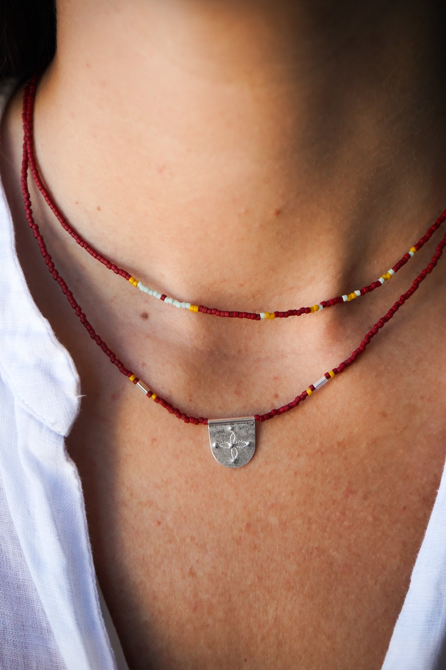 Collar Flor de Chilco Rojo