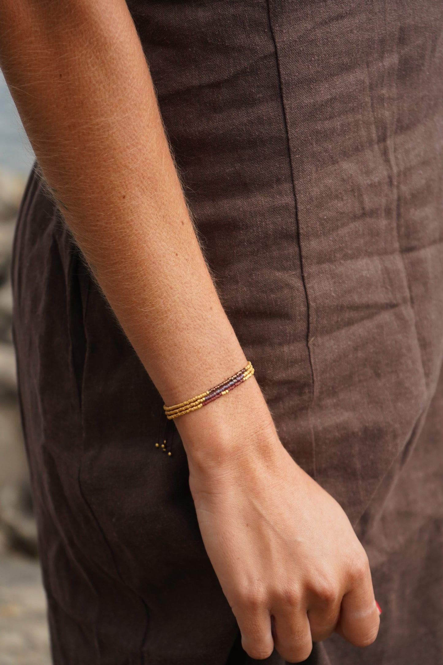 Pack 3 Pulseras Dorado y Café