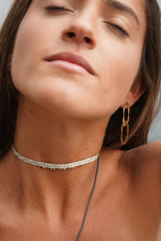 Collar Choker Tejido Plateado