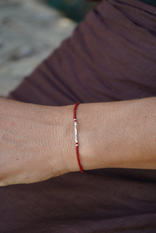 Pulsera Roja con Plata